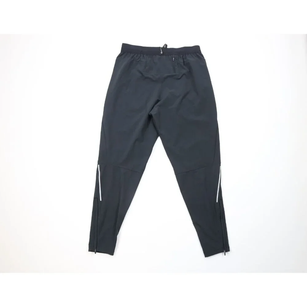 Nike Running Mens Medium Reflective Swoosh Tapered Leg Stretch Pants Black - Picture 10 of 14